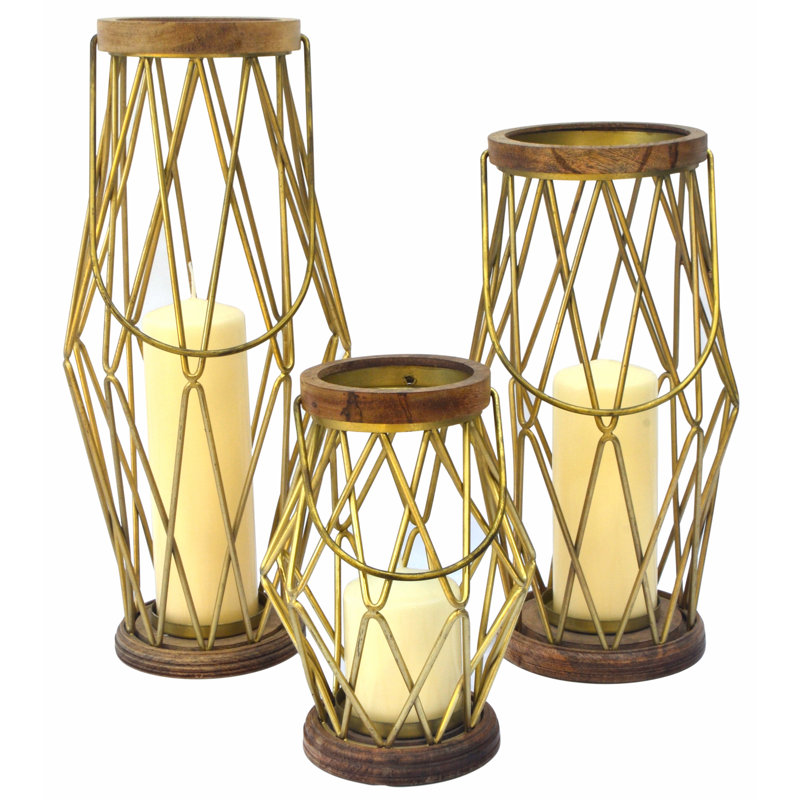 World Menagerie Laterne Twists aus Metall und Holz | Wayfair.de